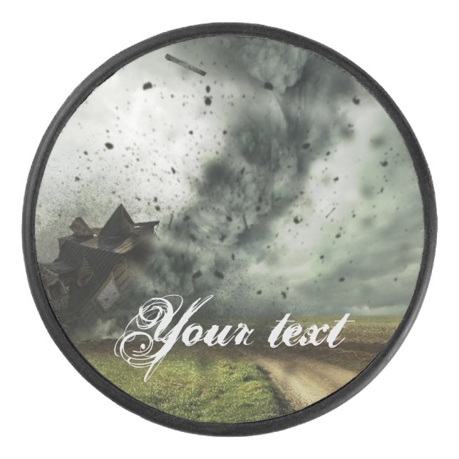 Palet De Hockey Tornade détruisant maison tempête météorologie (Devant)