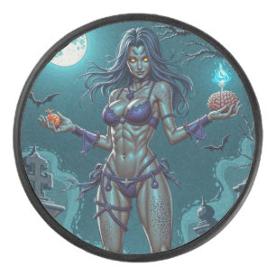 Palet De Hockey Traite d'Halloween ou ami Zombie w Cerveau