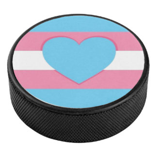 Palet De Hockey trans flag and heart hockey puck