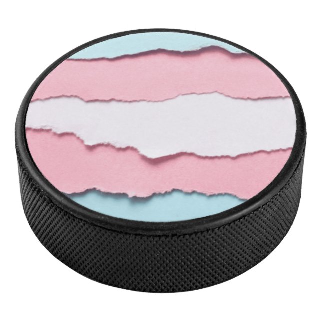 Palet De Hockey trans flag torn design on hockey Puck (3/4/2016 12:00:00 AM)