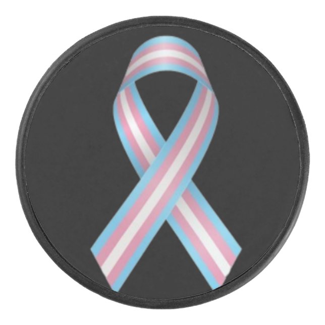 Palet De Hockey Trans ribbon on black hockey puck (Devant)