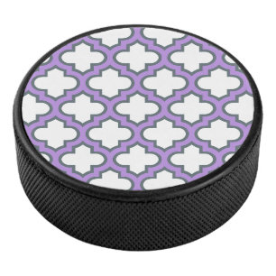 Palet De Hockey Trellis blanc et violet, treillis, Quatrefoil