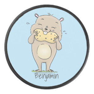 Palet De Hockey Un joli hamster souriant avec un dessin animé d'ar