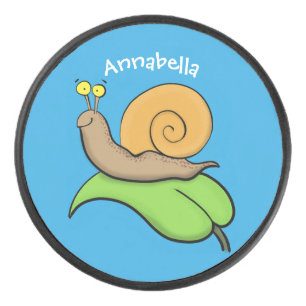 Palet De Hockey Un mignon escargot heureux sur une illustration d'