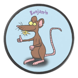 Palet De Hockey Un rat brun mignon pouce vers le haut dessin animé