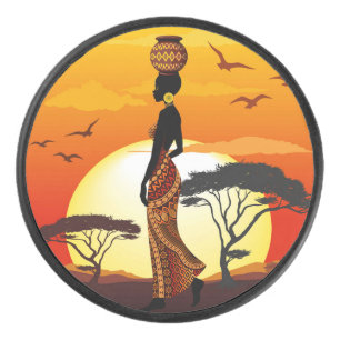 Palet De Hockey Une belle femme africaine Silhouette sur les solei