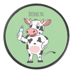 Palet De Hockey Vache heureuse avec bouteille pour bébé dessin ani