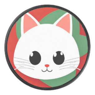 Palet De Hockey Visage de chat de dessin animé mignon avec design 