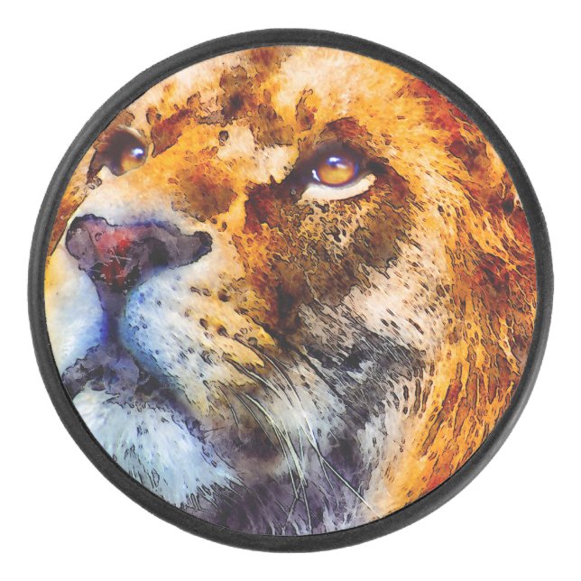 Palet De Hockey Visage de lion placide (Devant)