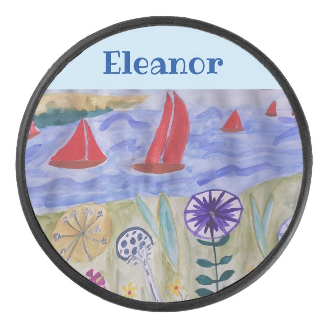 Palet De Hockey Voiles et fleurs rouges (Devant)