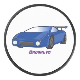 Palet De Hockey Voiture de sport bleue avec illustration airfos