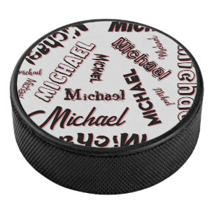 Palet De Hockey Votre nom motif monogramme rose couleur ombre