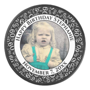 Palet De Hockey Votre photo 60e Motif de nombre aléatoire noir/bla