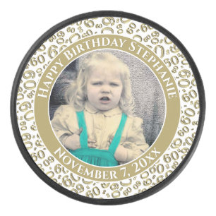 Palet De Hockey Votre photo 60ème Motif au hasard Gold/White