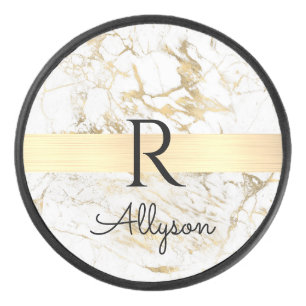 Palet De Hockey Wh & Gold Marble Gold Bar, do-it-yourself Nom Noir