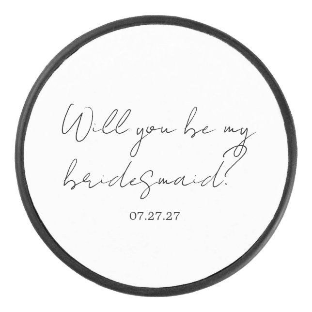 Palet De Hockey Will You Be My Bridesmaid Custom Cursive (Devant)