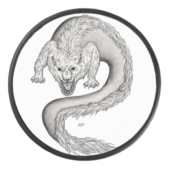 Palet De Hockey Wolfdragon design noir et blanc (Devant)