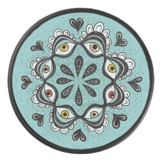 Palet De Hockey Yeux Trippy avec Coeurs Boho Gothique Weirdcore Ar
