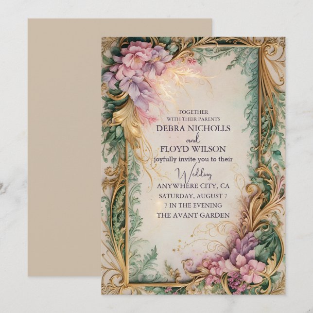 Palette d'aquarelle Invitation – Riche Pastel Rose (Devant / Derrière)