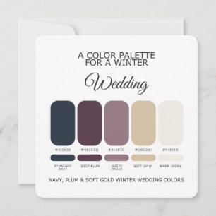 Palette de carte de mariage d'hiver en or doux pru