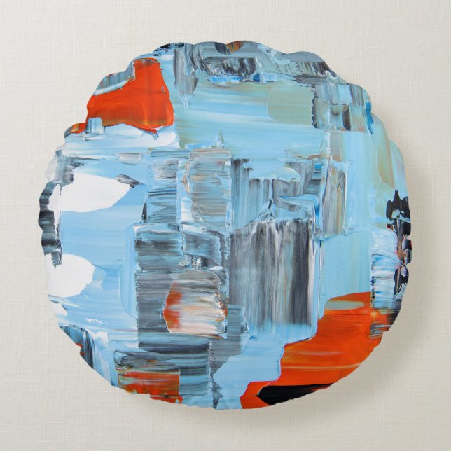 Palette de ciel urbain Coussin rond jeté abstrait (Devant)