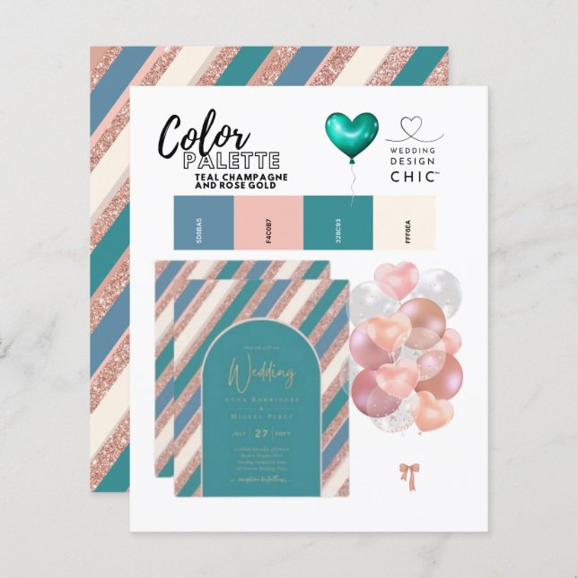 Palette de Couleur Champagne Turquoise Rose Gold M (Devant / Derrière)