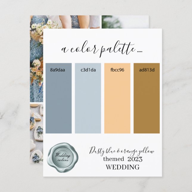 Palette de couleurs de mariage bleu poussiéreux et (Devant / Derrière)