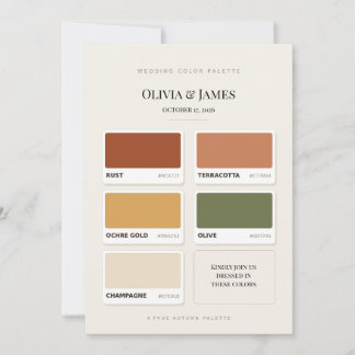 Palette de couleurs de mariage d'automne sur des é