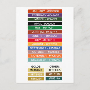 Palette de couleurs pour carte postale de croix de