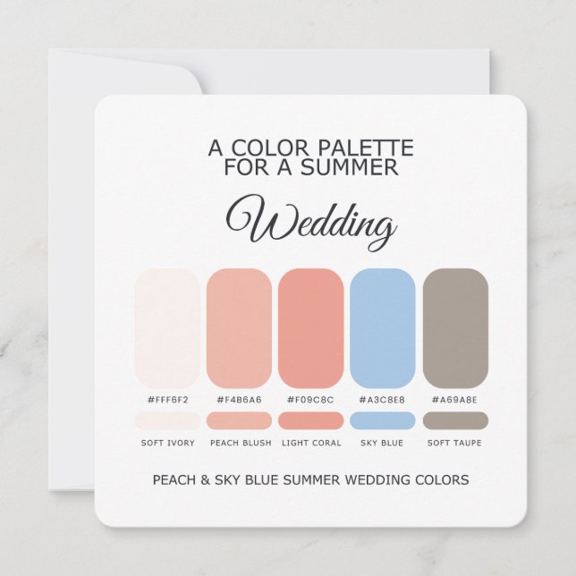 Palette de couleurs pour mariage d'été 2026 Carte (Devant)