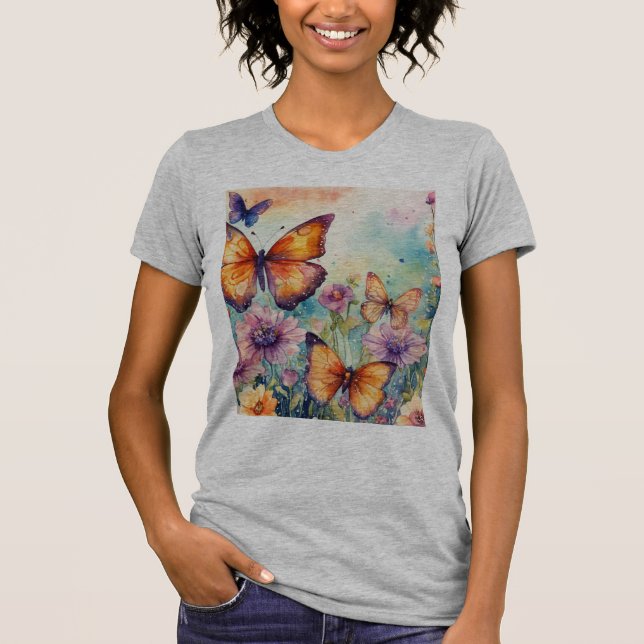 Palette de la nature : T-shirt papillon aquarelle* (Devant)