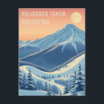 Palisades Tahoe California Ski vacances Carte post<br><div class="desc">Montagnes neigeuses de Palisades Tahoe,  Californie,  USA ! Nous espérons que vous passerez de merveilleuses vacances à ski. Cette carte postale présente un magnifique paysage montagneux bleu-gris devant un ciel jaune orangé. Toutes les phrases de texte peuvent être customisées pour vous convenir!</div>