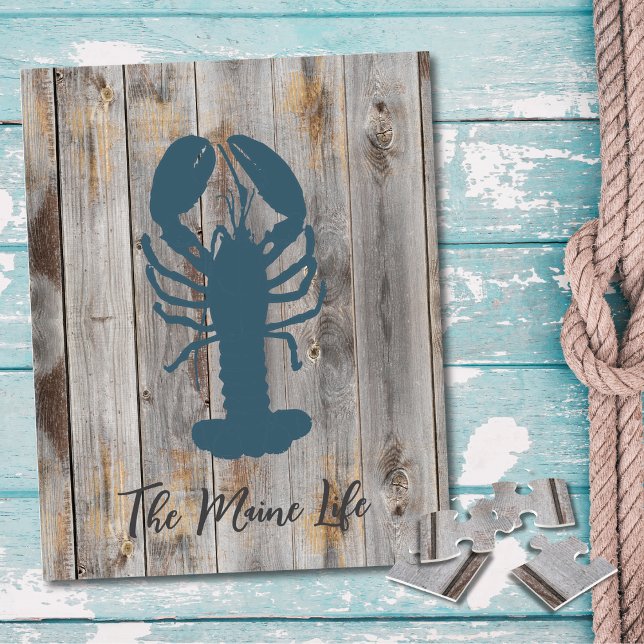 Pallet rustique Puzzle de homard personnalisé (Personalize "The Maine Life" Puzzle! Perfect for your beach house.)