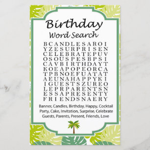 Palm Anniversaire jeu de recherche par mot