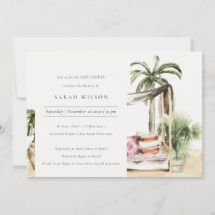 Palm Beach Baby shower tropical Cabana Invitation