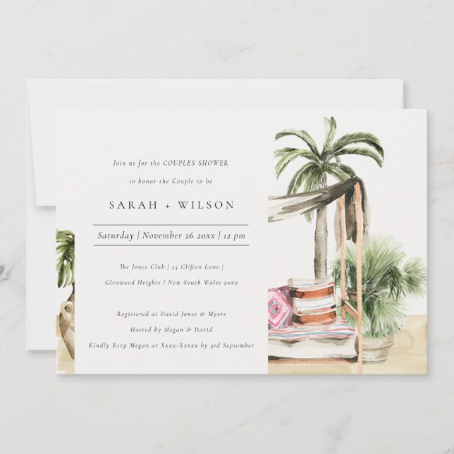 Palm Beach Cabana Tropical Couples Invitation de d (Devant)