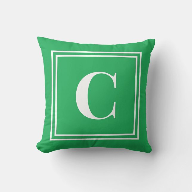 Palm Beach Preppy Coussin jeté à monogramme vert (Recto)