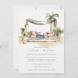 Palm Beach Tropical Palm Cabana Mariage Invitation
