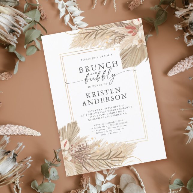 Palm Brunch Séché Bubbly Bridal Shower Invitation (Créateur téléchargé)
