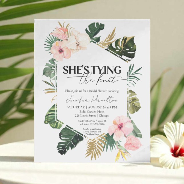 Palm Elle attache le noeud de l'invitation de la d (Créateur téléchargé)