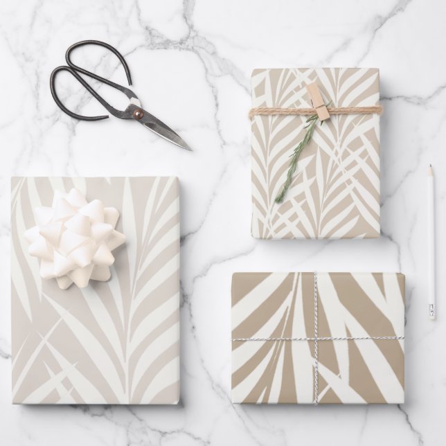 Palm Exotique Feuilles Pastel Cappuccino Motif (Recto)