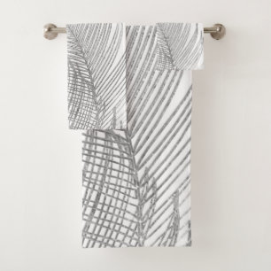 Palm Feuille Finesse Line Art avec huile d'argent