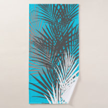 Palm feuille, moderne, turquoise, gris, blanc
