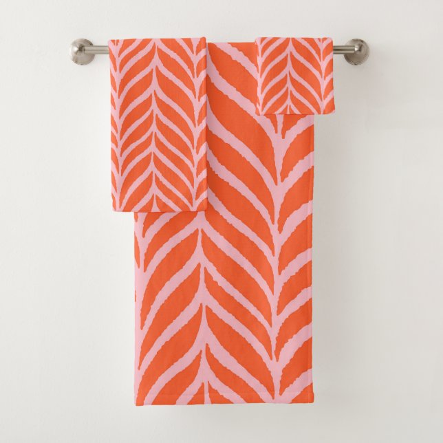Palm Feuille Motif orange et rose (En situation)