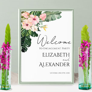 Palm Feuilles Tropical Engagement Affiche de bienv