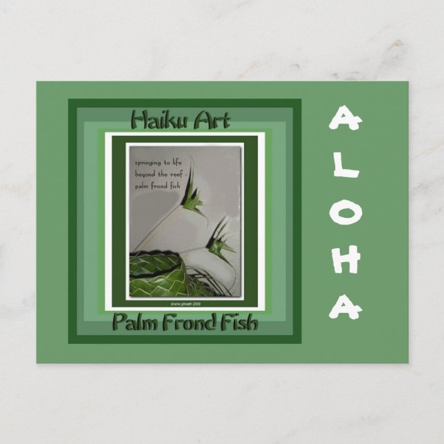 Palm Frond Fish Collectif Haiku Art Carte postale (Devant)