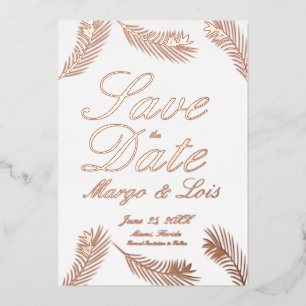 Palm Leaf Sauvez la date Pressé Foil Invitation