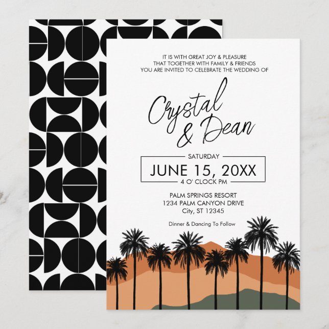 Palm Modern Wedding Invitation (nuetral) (Devant / Derrière)