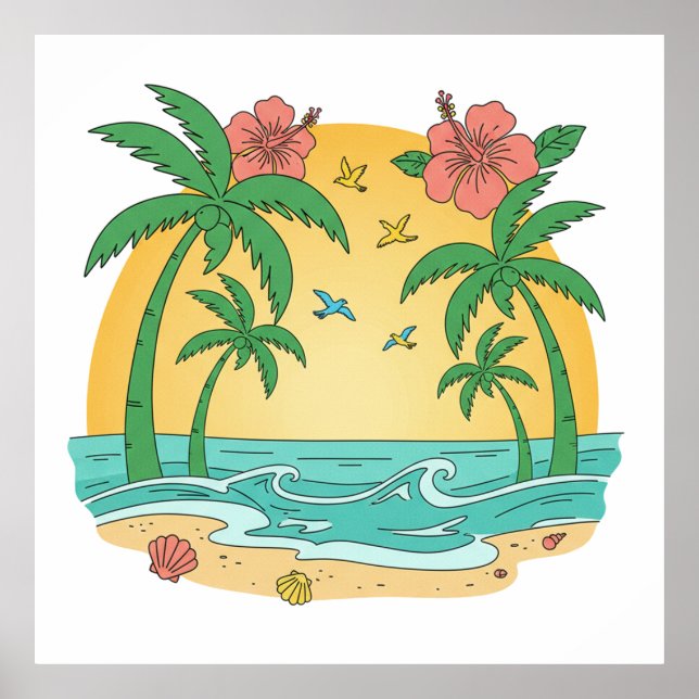 Palm Paradise Tropical Beach Poster (Devant)