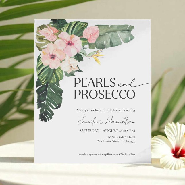 Palm Pearls et Prosecco Invitation à la douche nup (Créateur téléchargé)